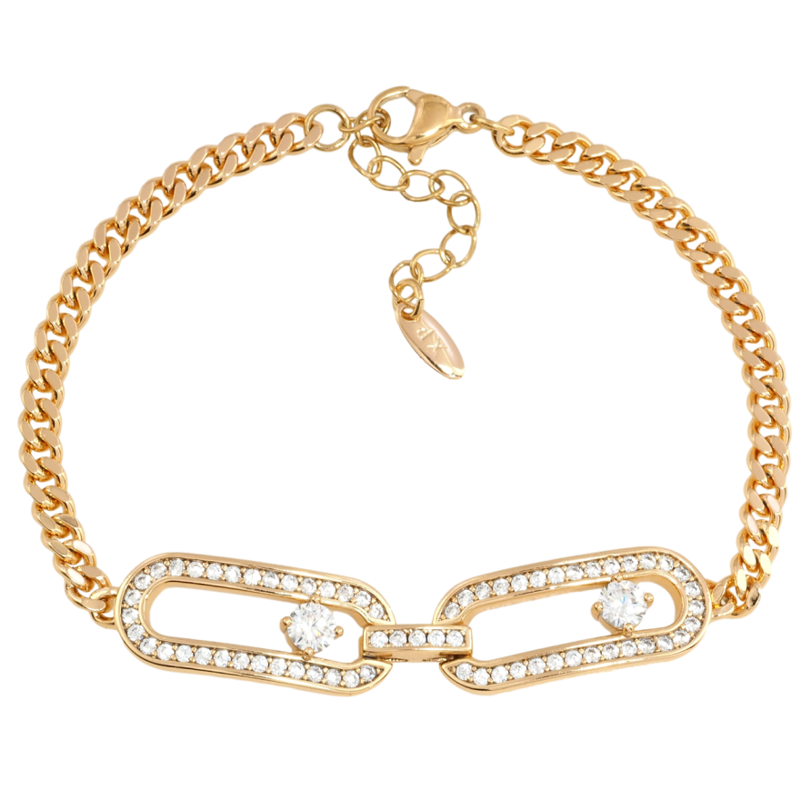 Браслет Xuping Позолота 18K Цепочка с декоративной вставкой размер с доп.цепочкой 17-20.5см х 4мм фото №1 Браслет Xuping Позолота 18K Цепочка с декоративной вставкой размер с доп.цепочкой 17-20.5см х 4мм фото №1