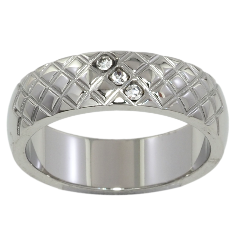 Каблучка Xuping TTM Stainless Steel Колір Родій Візерунок із вставками цирконію, шир. 6мм фото №1 Каблучка Xuping TTM Stainless Steel Колір Родій Візерунок із вставками цирконію, шир. 6мм фото №1