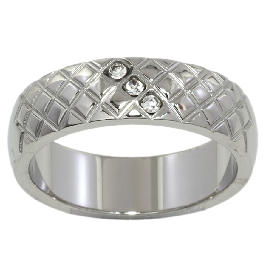 Каблучка Xuping TTM Stainless Steel Колір Родій Візерунок із вставками цирконію, шир. 6мм фото №1 Каблучка Xuping TTM Stainless Steel Колір Родій Візерунок із вставками цирконію, шир. 6мм фото №1