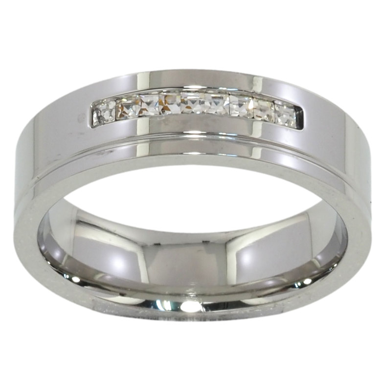 Каблучка Xuping TTM Stainless Steel Колір Родій Доріжка цирконію, шир. 6мм фото №4 Каблучка Xuping TTM Stainless Steel Колір Родій Доріжка цирконію, шир. 6мм фото №4