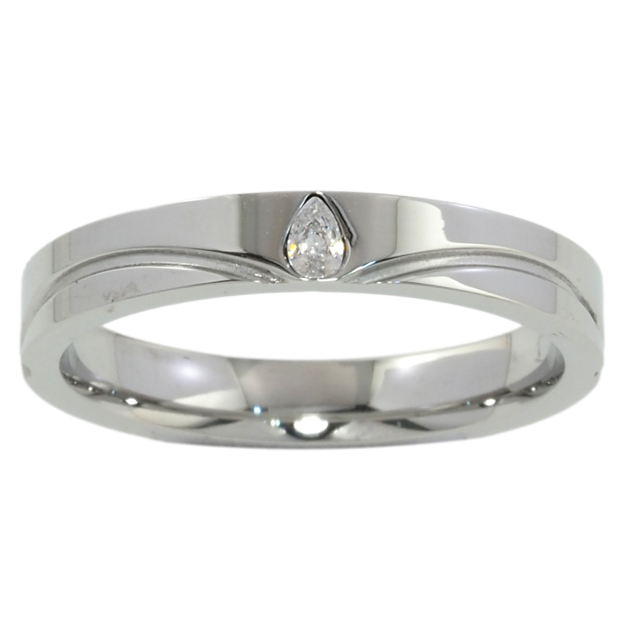 Каблучка Xuping TTM Stainless Steel Колір Родій Кристал крапелька, шир. 3.5мм фото №1
