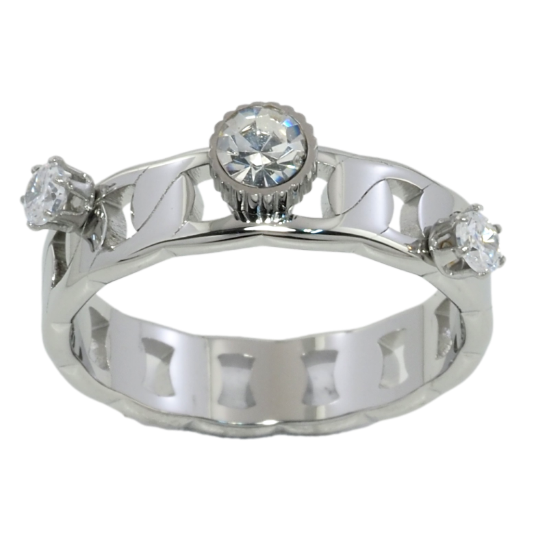 Каблучка Xuping TTM Stainless Steel Колір Родій Візерунок ланцюжок з кристалами, шир. 5мм фото №5 Каблучка Xuping TTM Stainless Steel Колір Родій Візерунок ланцюжок з кристалами, шир. 5мм фото №5