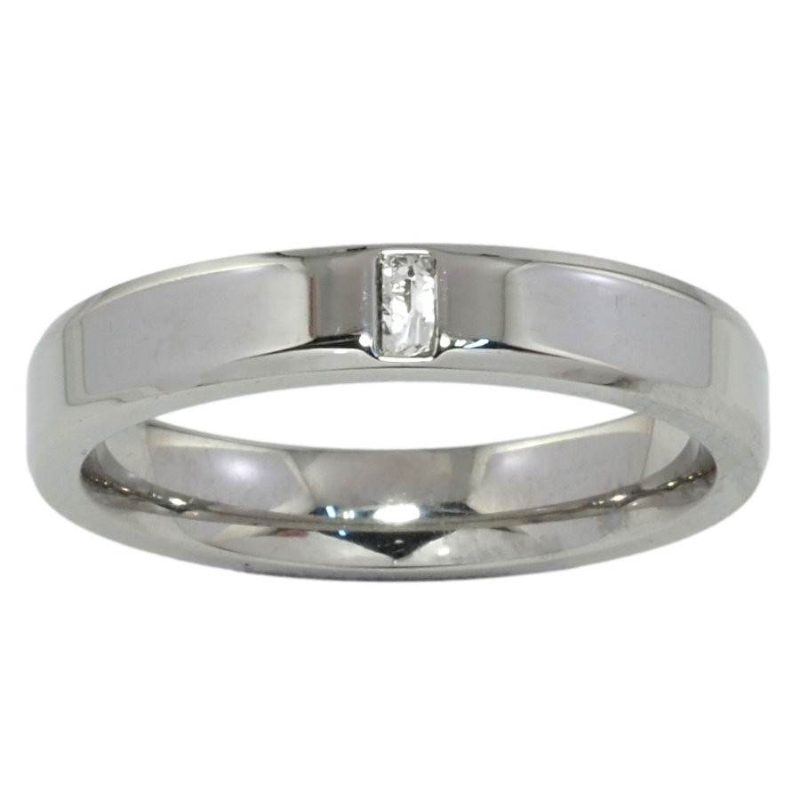 Каблучка Xuping TTM Stainless Steel Колір Родій Вставка цирконій, шир. 4мм фото №1