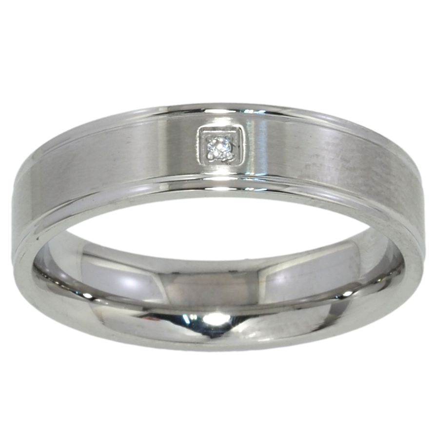 Кольцо Xuping TTM Stainless Steel Цвет Родий Вставка цирконий, шир. 5мм фото №1