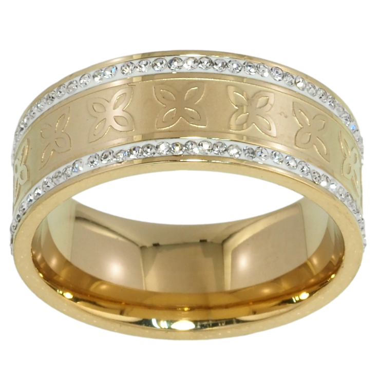 Кольцо Xuping TTM Stainless Steel Цвет 14К Цветочный узор с цирконием, шир. 8мм фото №13 Кольцо Xuping TTM Stainless Steel Цвет 14К Цветочный узор с цирконием, шир. 8мм фото №13