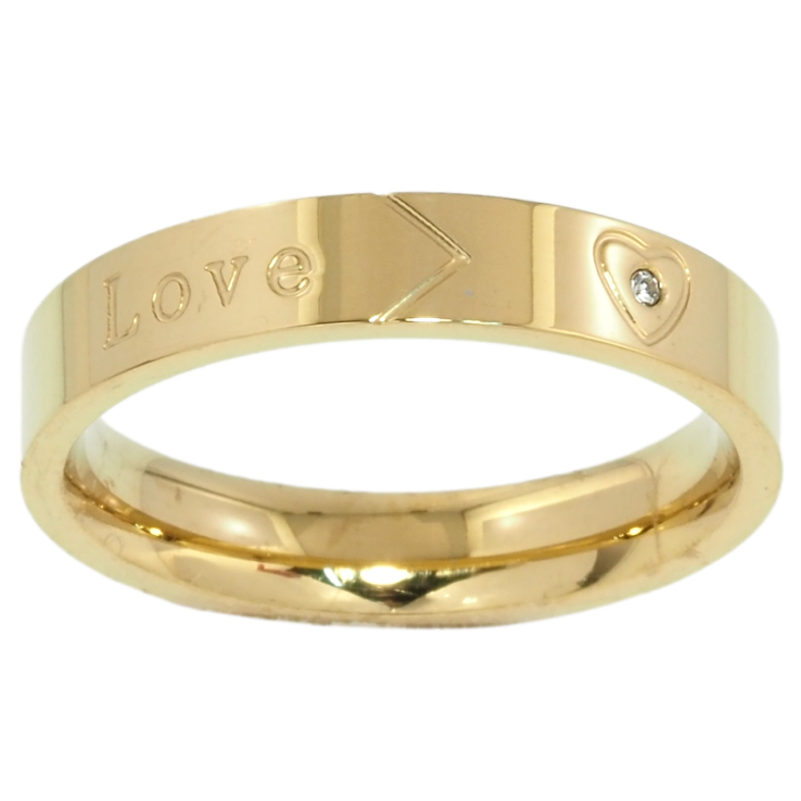 Кольцо Xuping TTM Stainless Steel Цвет 14К Узор Love, шир. 4мм фото №20 Кольцо Xuping TTM Stainless Steel Цвет 14К Узор Love, шир. 4мм фото №20