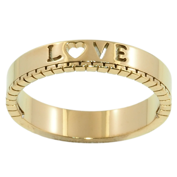 Каблучка Xuping TTM Stainless Steel Колір 14К Візерунок Love, шир. 4мм фото №12 Каблучка Xuping TTM Stainless Steel Колір 14К Візерунок Love, шир. 4мм фото №12