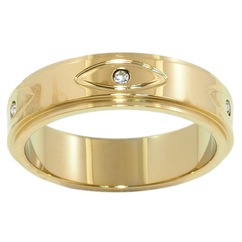 Каблучка Xuping TTM Stainless Steel Колір 14К Візерунок із вставками цирконію, шир. 5.5мм фото №4 Каблучка Xuping TTM Stainless Steel Колір 14К Візерунок із вставками цирконію, шир. 5.5мм фото №4