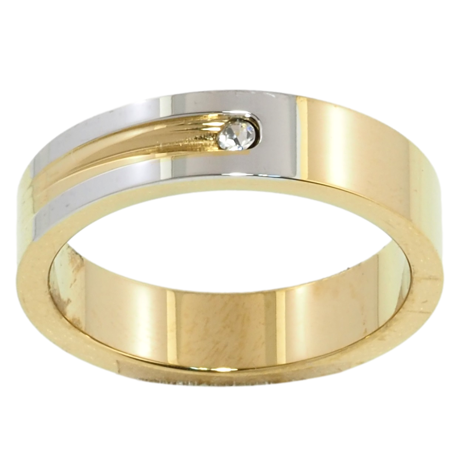 Каблучка Xuping TTM Stainless Steel Колір Родій + 14К Візерунок з цирконієм, шир. 5мм фото №1