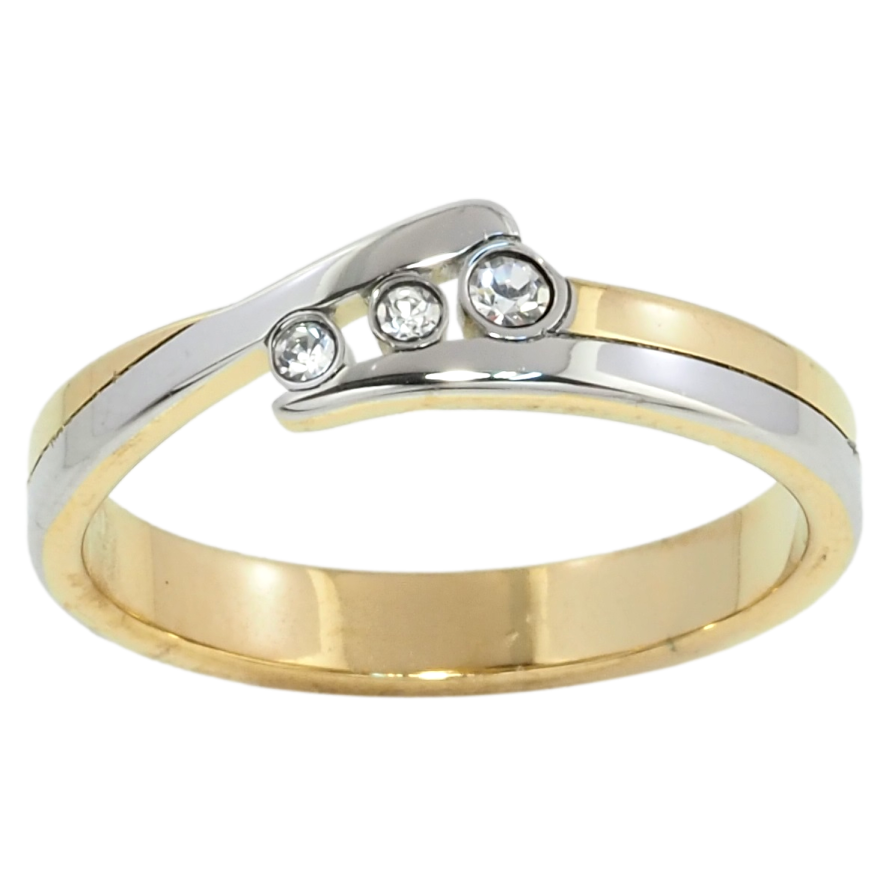 Каблучка Xuping TTM Stainless Steel Колір Родій + 14К Візерунок з цирконієм фото №1 Каблучка Xuping TTM Stainless Steel Колір Родій + 14К Візерунок з цирконієм фото №1
