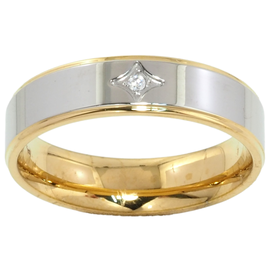 Каблучка Xuping TTM Stainless Steel Колір Родій + 14К Візерунок з цирконієм, шир. 5.5мм фото №1 Каблучка Xuping TTM Stainless Steel Колір Родій + 14К Візерунок з цирконієм, шир. 5.5мм фото №1