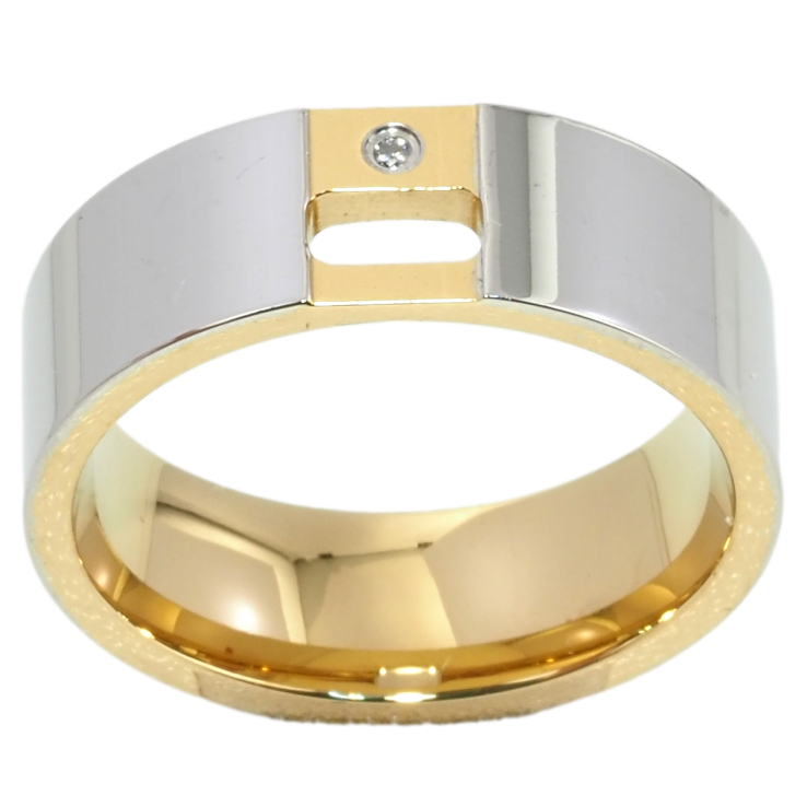 Кольцо Xuping TTM Stainless Steel Цвет Родий + 14К Узор с цирконием, шир. 7мм фото №24 Кольцо Xuping TTM Stainless Steel Цвет Родий + 14К Узор с цирконием, шир. 7мм фото №24