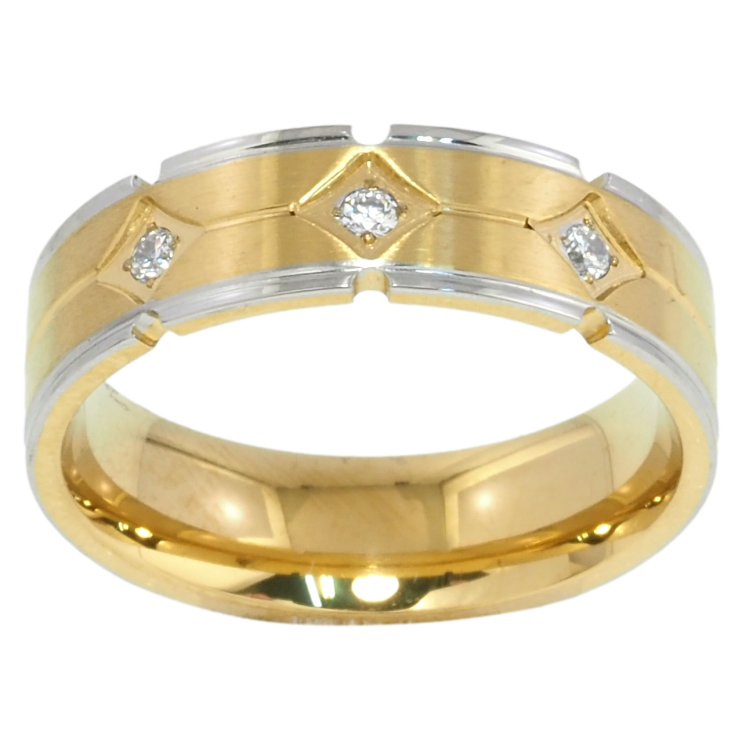 Кольцо Xuping TTM Stainless Steel Цвет Родий + 14К Узор с цирконием, шир. 6мм фото №10 Кольцо Xuping TTM Stainless Steel Цвет Родий + 14К Узор с цирконием, шир. 6мм фото №10