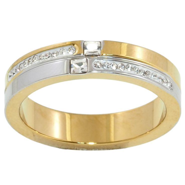 Кольцо Xuping TTM Stainless Steel Цвет Родий + 14К Узор дорожками циркония, шир. 5.5мм фото №12 Кольцо Xuping TTM Stainless Steel Цвет Родий + 14К Узор дорожками циркония, шир. 5.5мм фото №12