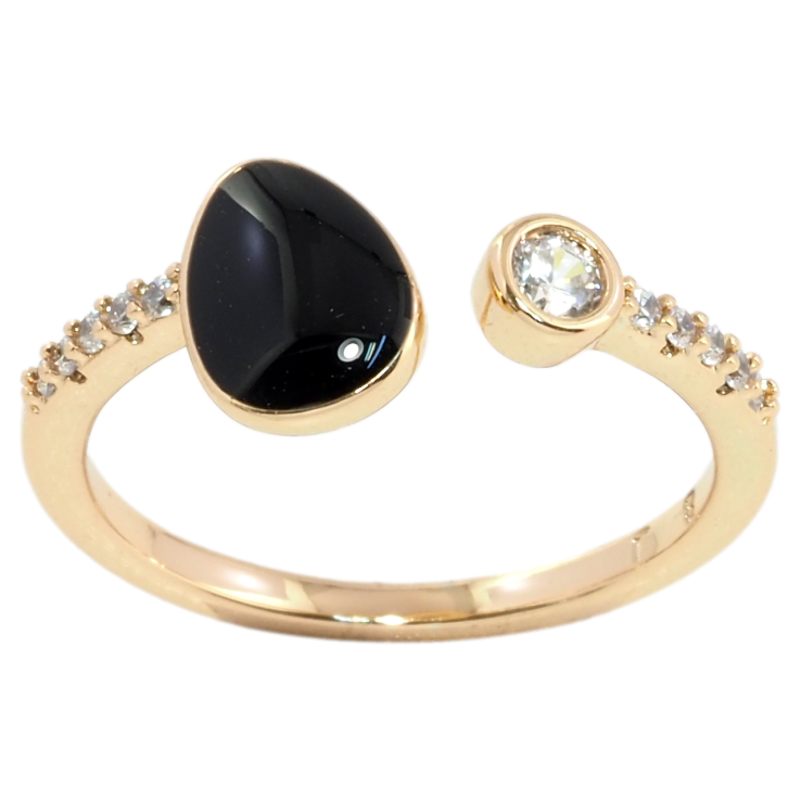 Каблучка Xuping Позолота 18K Доріжка цирконію з чорною емаллю фото №23