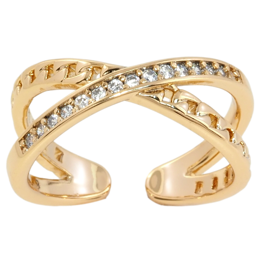 Кольцо Xuping Позолота 18K Дорожка циркония с цепочкой фото №1 Кольцо Xuping Позолота 18K Дорожка циркония с цепочкой фото №1