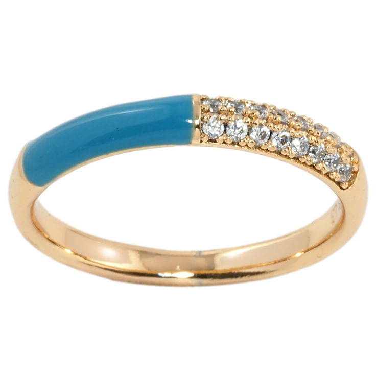 Каблучка Xuping Позолота 18K Інкрустація цирконієм з блакитною емаллю фото №21