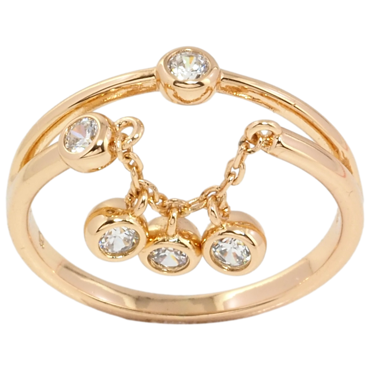 Каблучка Xuping Позолота 18K Декоративний візерунок ланцюжок з підвісками фото №5 Каблучка Xuping Позолота 18K Декоративний візерунок ланцюжок з підвісками фото №5