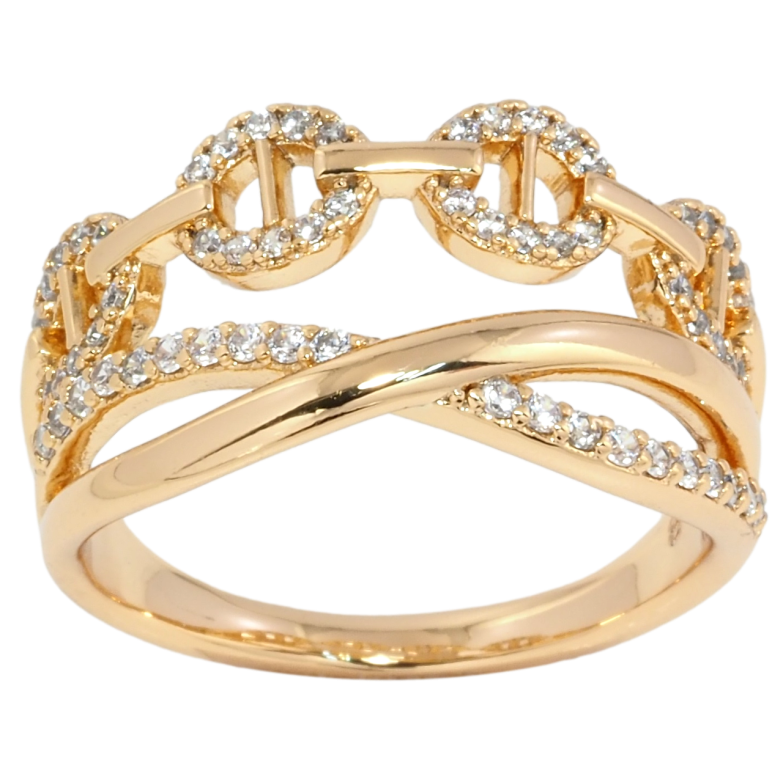 Каблучка Xuping Позолота 18K Декоративний візерунок ланцюжок з цирконієм фото №5 Каблучка Xuping Позолота 18K Декоративний візерунок ланцюжок з цирконієм фото №5