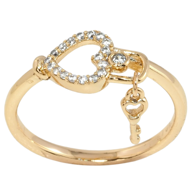 Каблучка Xuping Позолота 18K Серце-замочок з ключиком фото №20 Каблучка Xuping Позолота 18K Серце-замочок з ключиком фото №20