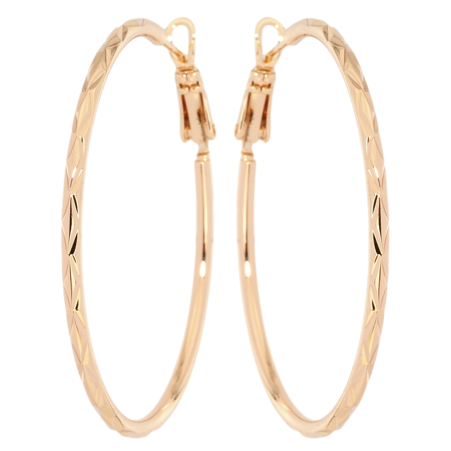 Сережки Xuping M&L Колір 18K кільця (конго) Візерунок насічками ø 4.7см фото №1 Сережки Xuping M&L Колір 18K кільця (конго) Візерунок насічками ø 4.7см фото №1