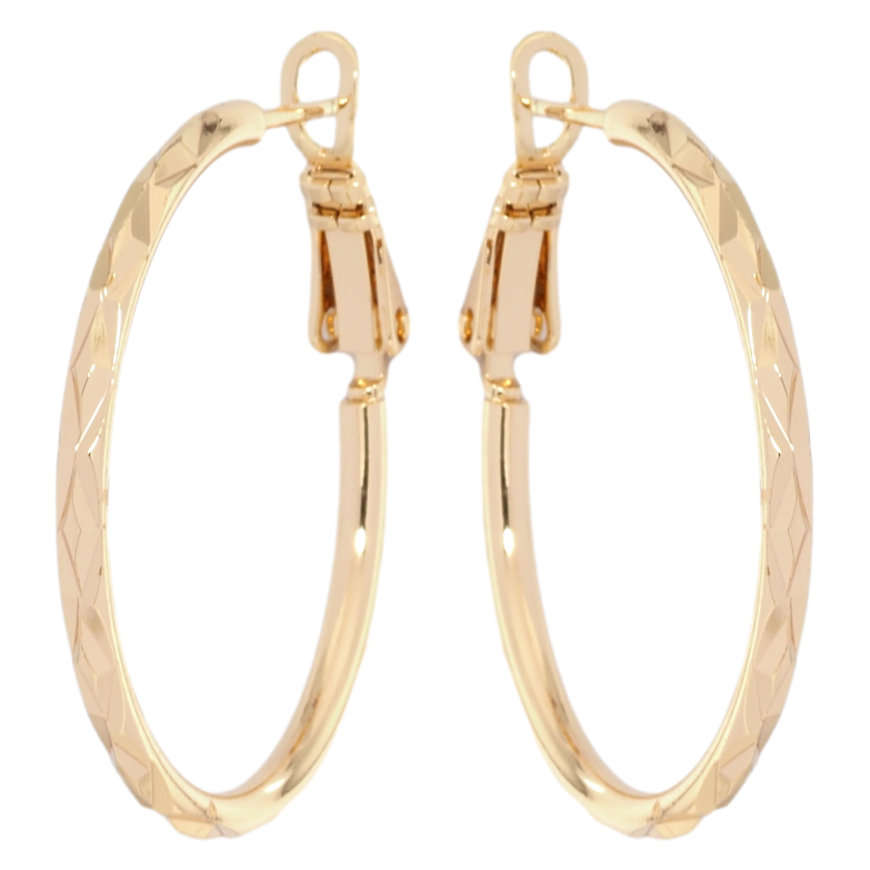 Сережки Xuping M&L Колір 18K кільця (конго) Візерунок насічками ø 3см фото №2 Сережки Xuping M&L Колір 18K кільця (конго) Візерунок насічками ø 3см фото №2