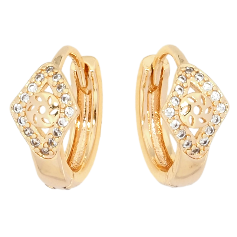 Сережки Xuping M&L Колір 18K колечка Ромби з цирконієм фото №1