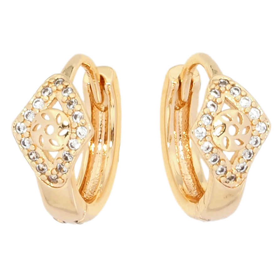 Сережки Xuping M&L Колір 18K колечка Ромби з цирконієм фото №1 Сережки Xuping M&L Колір 18K колечка Ромби з цирконієм фото №1