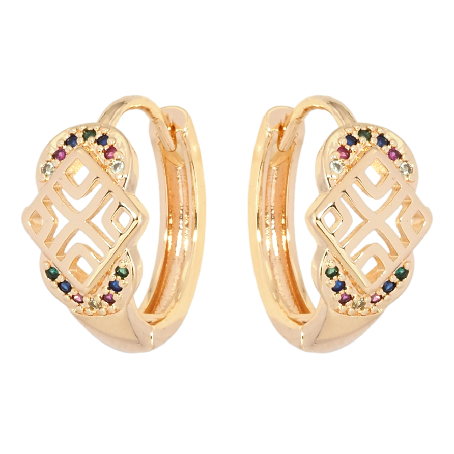 Серьги Xuping M&L Цвет 18K колечки Узор с разноцветным цирконием фото №1 Серьги Xuping M&L Цвет 18K колечки Узор с разноцветным цирконием фото №1