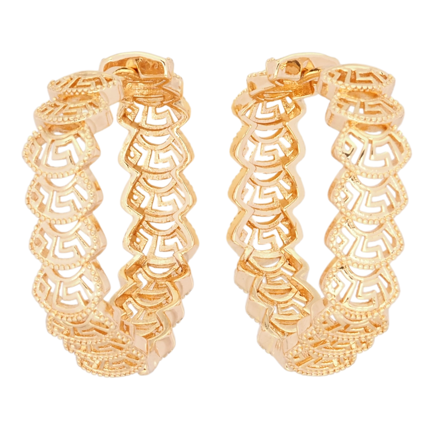 Серьги Xuping M&L Цвет 18K колечки Резной узор фото №1 Серьги Xuping M&L Цвет 18K колечки Резной узор фото №1