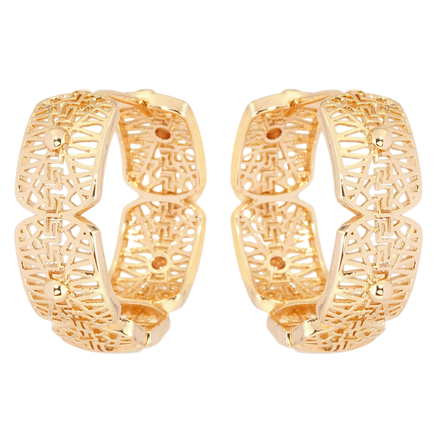 Серьги Xuping M&L Цвет 18K колечки Декоративный резной узор фото №1 Серьги Xuping M&L Цвет 18K колечки Декоративный резной узор фото №1