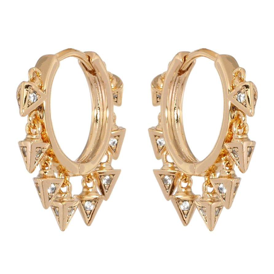 Серьги Xuping Позолота 18K подвески на колечках Пирамидки с цирконием фото №1 Серьги Xuping Позолота 18K подвески на колечках Пирамидки с цирконием фото №1