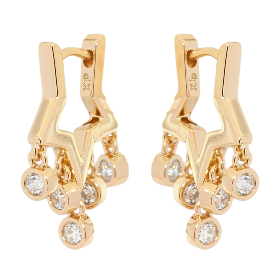 Серьги Xuping Позолота 18K подвески на колечках Звезды с кристальными подвесками фото №1 Серьги Xuping Позолота 18K подвески на колечках Звезды с кристальными подвесками фото №1