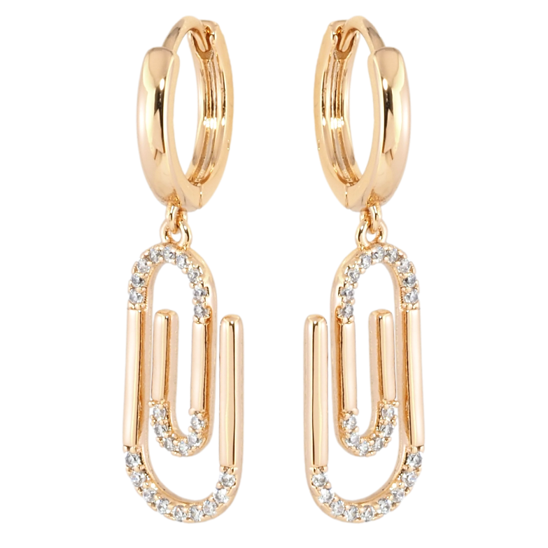Сережки Xuping Позолота 18K підвіски на колечках Скріпки фото №5 Сережки Xuping Позолота 18K підвіски на колечках Скріпки фото №5