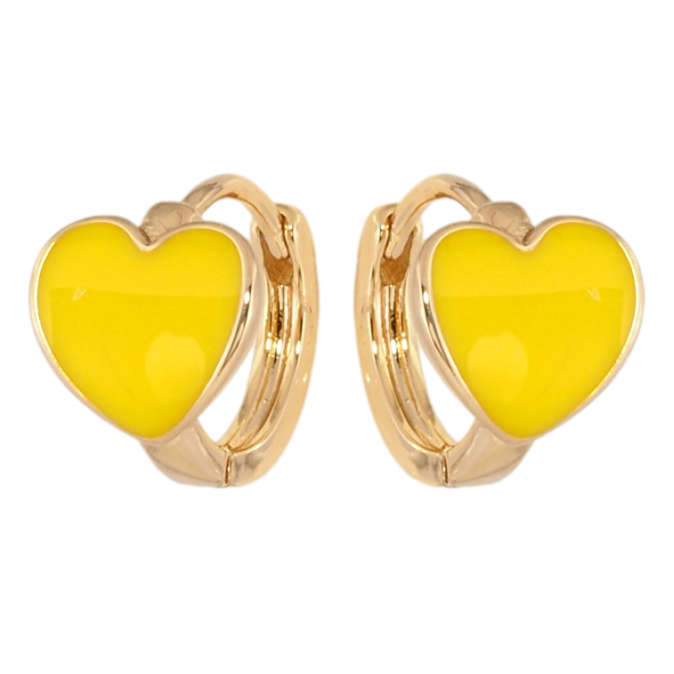 Серьги Xuping цвет 18K колечки Сердечки с желтой эмалью фото №22 Серьги Xuping цвет 18K колечки Сердечки с желтой эмалью фото №22