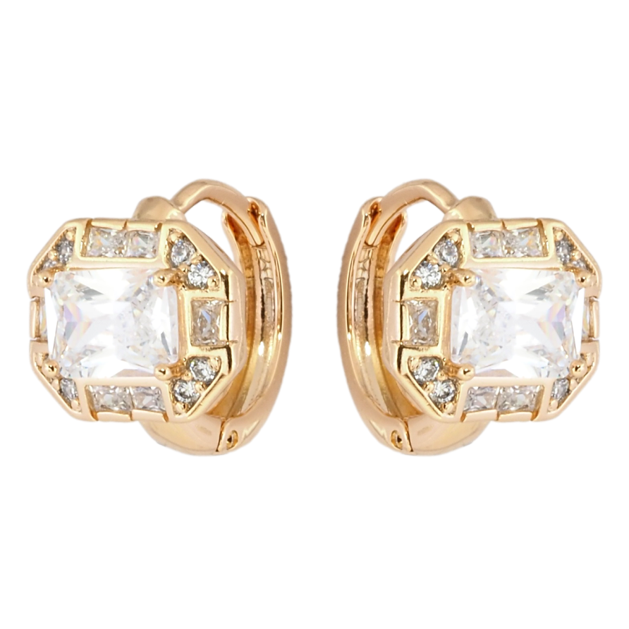 Серьги Xuping Позолота 18K колечки Фианиты в обрамлении циркония фото №1 Серьги Xuping Позолота 18K колечки Фианиты в обрамлении циркония фото №1