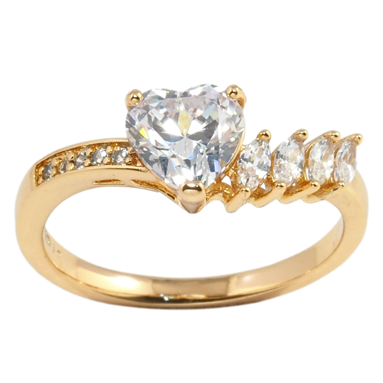 Каблучка Xuping Позолота 18K Кришталеве серце фото №3