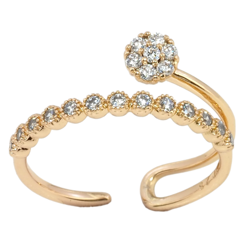Каблучка Xuping Позолота 18K Доріжка цирконію з кристальною квіточкою фото №5 Каблучка Xuping Позолота 18K Доріжка цирконію з кристальною квіточкою фото №5