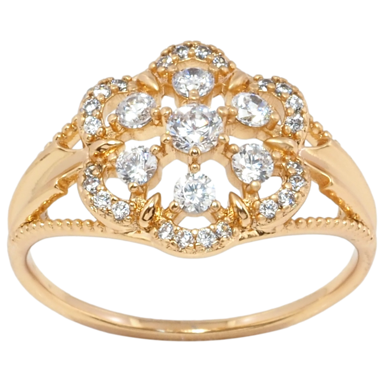 Каблучка Xuping Позолота 18K Квіточка з цирконієм фото №4 Каблучка Xuping Позолота 18K Квіточка з цирконієм фото №4