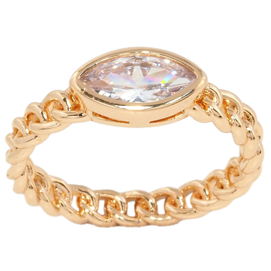 Кольцо Xuping Позолота 18K Узор цепочка с фианитом фото №1 Кольцо Xuping Позолота 18K Узор цепочка с фианитом фото №1