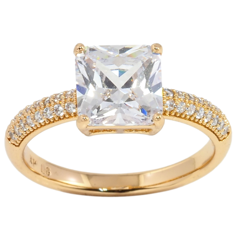 Каблучка Xuping Позолота 18K Фіаніт, 8х8мм фото №3