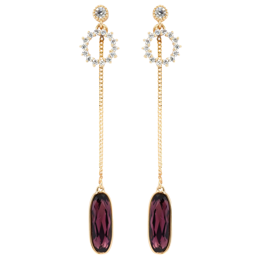 Сережки Xuping колір 18K з кристалами Swarovski пусети Віночок і овальний кристал на ланцюжку фото №1 Сережки Xuping колір 18K з кристалами Swarovski пусети Віночок і овальний кристал на ланцюжку фото №1