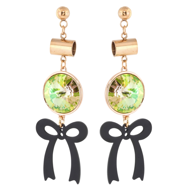 Сережки Xuping колір РВ з кристалами Swarovski пусети Конусний Кристал з Підвіскою Бантик фото №14