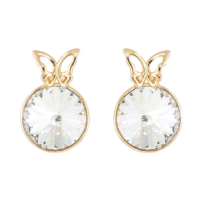 Сережки Xuping колір 18K з кристалами Swarovski пусети Конусний кристал в оправі з метеликом ø 9мм фото №11 Сережки Xuping колір 18K з кристалами Swarovski пусети Конусний кристал в оправі з метеликом ø 9мм фото №11