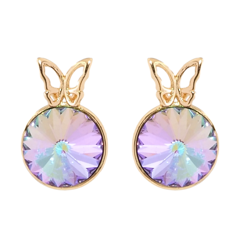 Сережки Xuping колір 18K з кристалами Swarovski пусети Конусний кристал в оправі з метеликом ø 9мм фото №9 Сережки Xuping колір 18K з кристалами Swarovski пусети Конусний кристал в оправі з метеликом ø 9мм фото №9