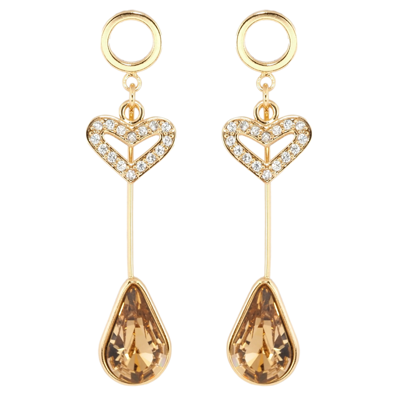 Сережки Xuping колір 18K з кристалами Swarovski пусети Сердечко та Світло-Коричневий Кристал фото №19 Сережки Xuping колір 18K з кристалами Swarovski пусети Сердечко та Світло-Коричневий Кристал фото №19