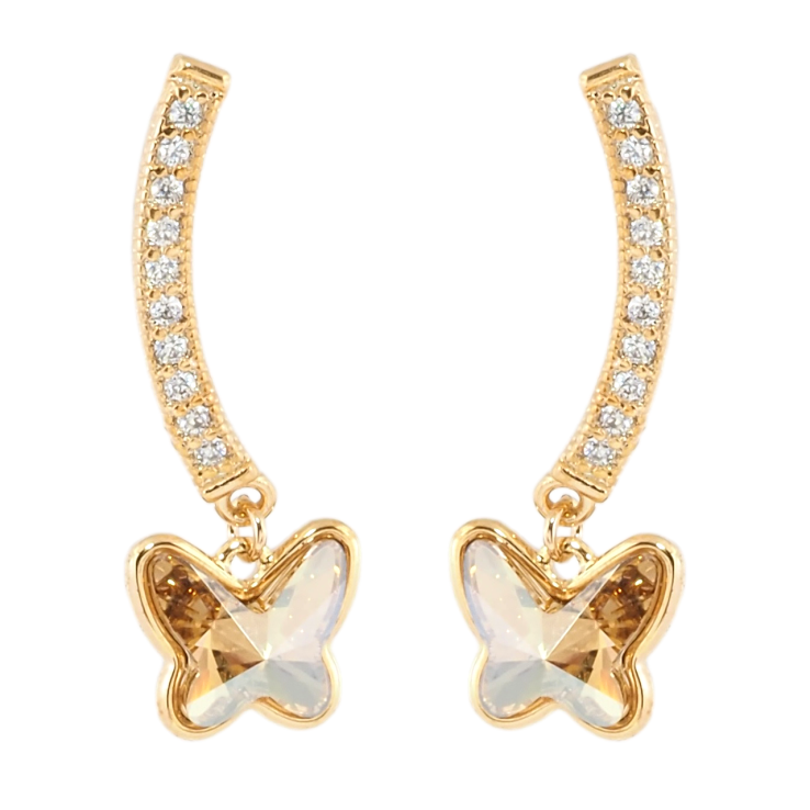 Сережки Xuping колір 18K з кристалами Swarovski пусети Дуга кристал з Підвіскою Метелик фото №20