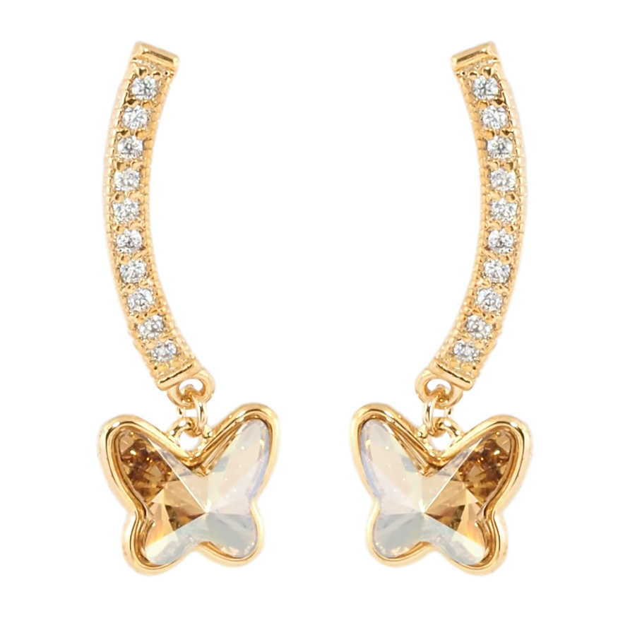 Сережки Xuping колір 18K з кристалами Swarovski пусети Дуга кристал з Підвіскою Метелик фото №1 Сережки Xuping колір 18K з кристалами Swarovski пусети Дуга кристал з Підвіскою Метелик фото №1