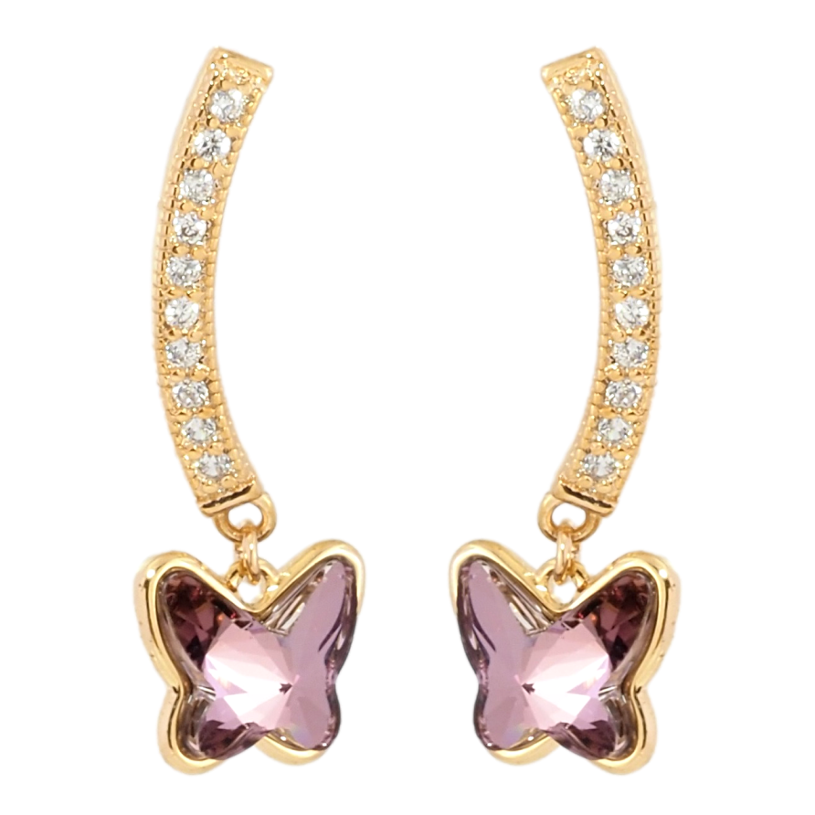 Сережки Xuping колір 18K з кристалами Swarovski пусети Дуга кристал з Підвіскою Метелик фото №1 Сережки Xuping колір 18K з кристалами Swarovski пусети Дуга кристал з Підвіскою Метелик фото №1