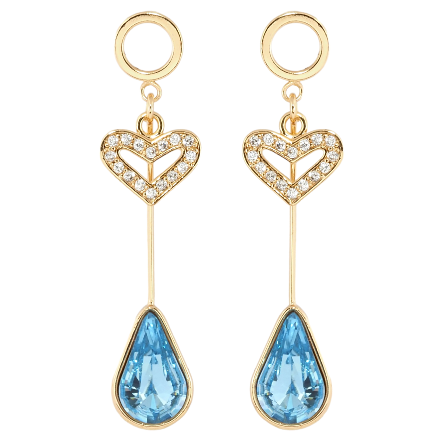 Серьги Xuping цвет 18K с кристаллами Swarovski пусеты Сердечко и Голубой Кристалл Капля фото №1 Серьги Xuping цвет 18K с кристаллами Swarovski пусеты Сердечко и Голубой Кристалл Капля фото №1